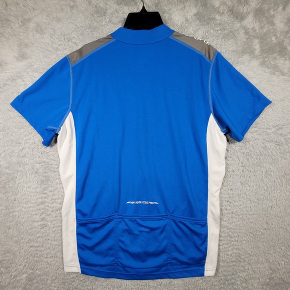 Pearl Izumi Mens XL Blue White Cycling Jersey Shirt Short Sleeve Pockets - Picture 2 of 7